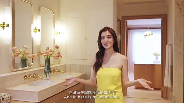 吳千語的洗手間是以淡粉色大理石打造。（翻攝小紅書畫面）