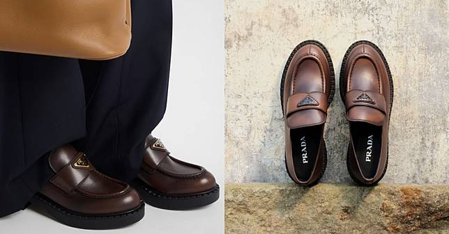 情侶鞋就選它！Prada 樂福鞋2024秋冬再進化：復古仿舊刷色、金銀琺瑯標誌，艾瑪華森、貝克漢兒子都在穿