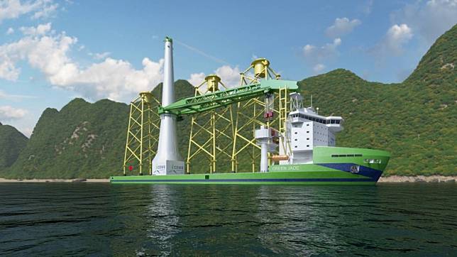 新一代離岸風電大型浮吊船「Green Jade」繪圖。(圖：台船提供)