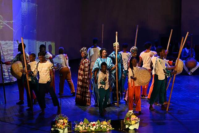 Artists perform during the opening ceremony of the 15th edition of the Dakar Biennale of Contemporary African Art (Dak'Art), in Dakar, capital of Senegal, on Nov. 7, 2024. (Photo by Papa Demba Gueye/Xinhua)