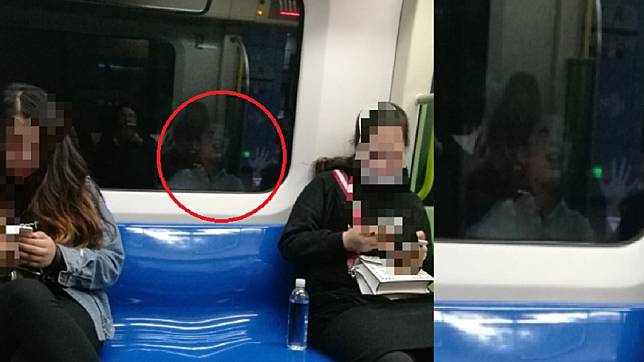 車廂窗外有男孩在招手，嚇壞乘客。圖／翻攝自 微博