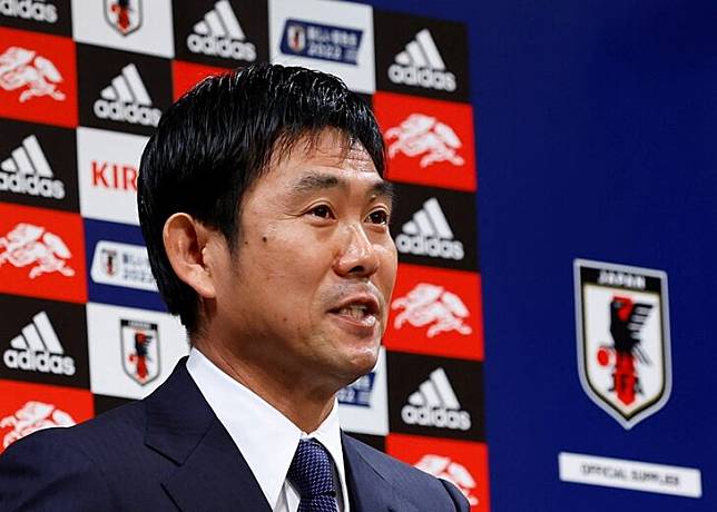 Japanese national soccer team’s head coach Hajime Moriyasu speaks at a news conference to name the squad for the 2022 Qatar World Cup, in Tokyo