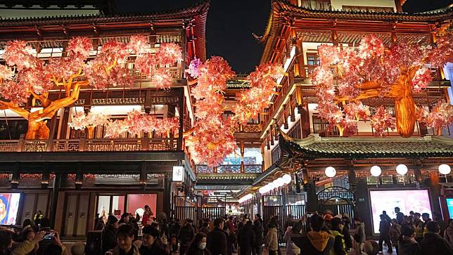 This photo taken on Jan. 1, 2025 shows lanterns displayed during the Yuyuan Garden Lantern Festival at Yuyuan Garden in east China's Shanghai. (Xinhua/Liu Ying)