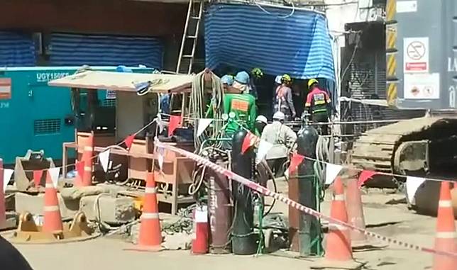 สถานที่เกิดเหตุคนงานก่อเสร้างทางรถไฟใต้ดินตกหลุ่ม 19 ม