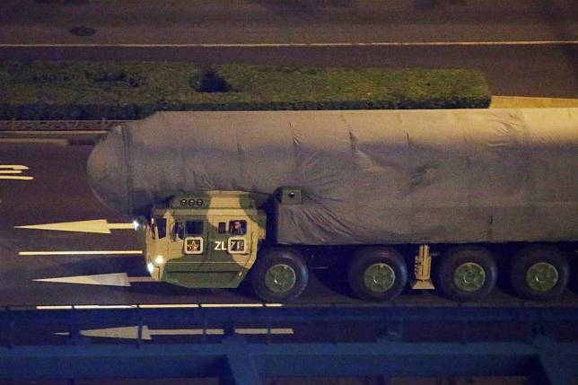China’s land-based DF-41 intercontinental ballistic missile will be among the military hardware on show on October 1. Photo: Reuters