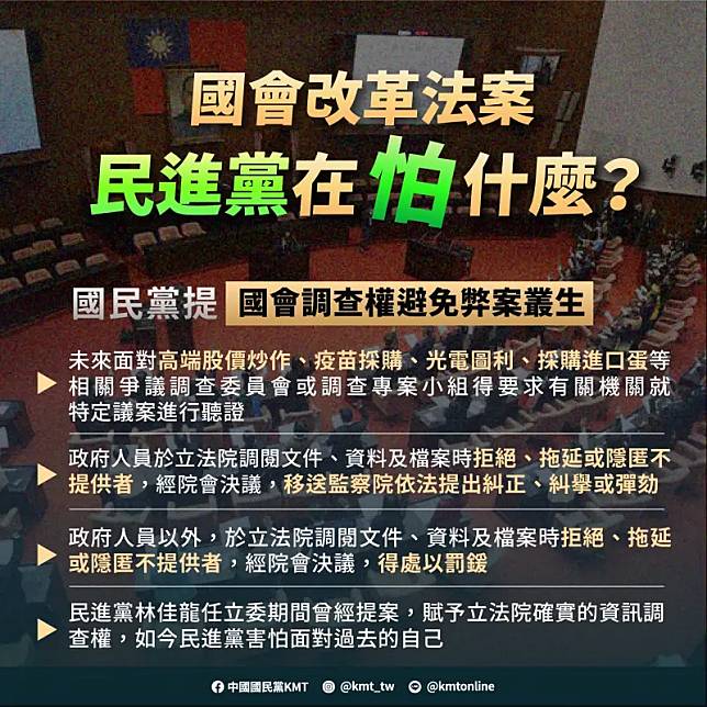 ▲國會改革加入國會調查權，避免弊案叢生。（圖／國民黨提供）