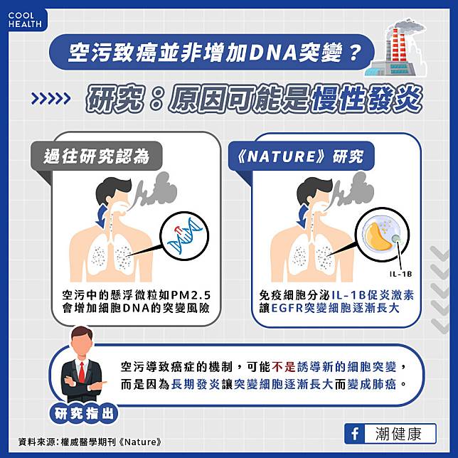 肺腺癌與EGFR突變有關  PM2.5暴露增加炎症反應
