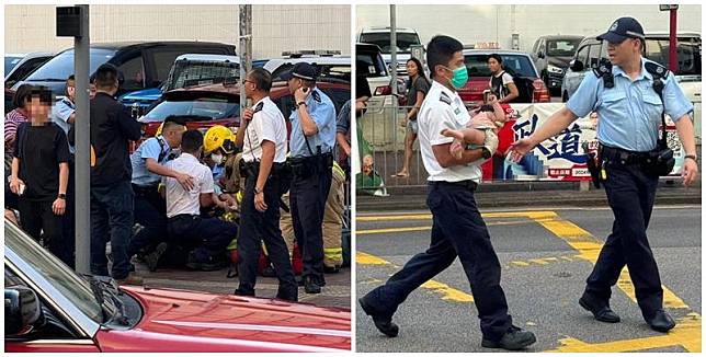 北角分區軍裝巡邏小隊第二隊聯同消防員在天后附近處理一宗可疑物品案件期間，有一名外傭向警方求助，指其照顧的一名幼兒突然抽筋。（東區警區 facebook）