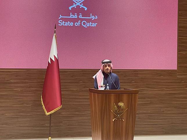 Qatari Prime Minister and Foreign Minister Sheikh Mohammed bin Abdulrahman bin Jassim Al Thani speaks at a press conference in Doha, Qatar, on Jan. 15, 2025. (Xinhua)