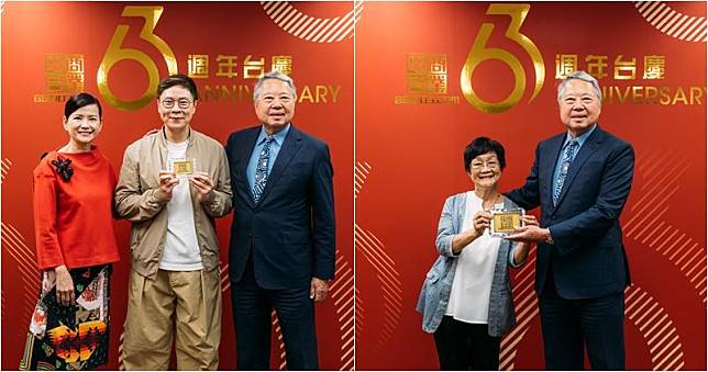 陳志雲（左圖中）、《十八樓C座》陳寶玲（右圖左）獲頒長期服務獎。（大會提供/明報製圖）