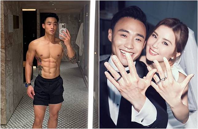 阿Sa今天宣布和小10歲健身教練Elvis結婚。（翻攝自阿Sa、林俊賢IG）