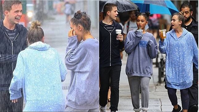 ช่วงเวลาของ Ariana Grande กับเพื่อนเดินตากฝนกันไป