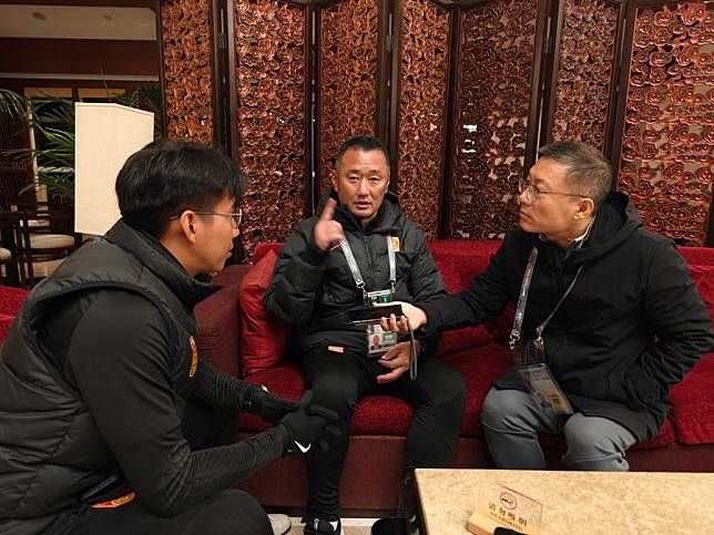 Kenichi Uemura (M), China's under-16 football team head coach, speaks in an interview with Xinhua on Oct. 27, 2024. (Xinhua/Wei Hua)