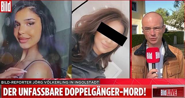 德國一名23歲女子想要詐死，竟找與她長相接近的無辜網美（畫面左方）當替死鬼。（翻攝自YouTube BILD）