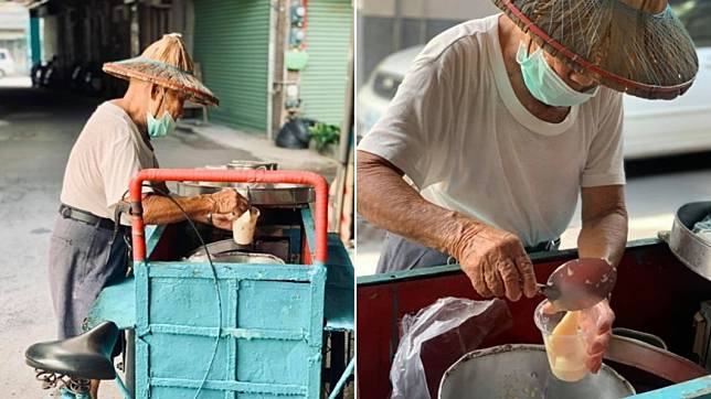 台南豆花伯高齡87歲仍會出來賣古早味豆花。（圖／翻攝自「台南爆料公社」）