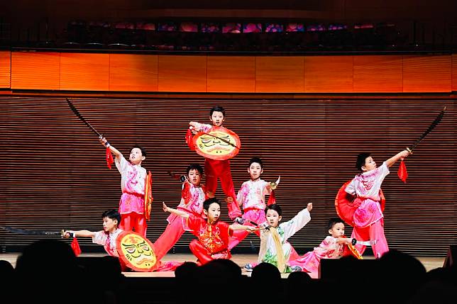 Chinese students from the Beijing Jinfan Youth Art Troupe perform at the Lincoln Center in New York City, the United States, on Jan. 20, 2025. (Xinhua)