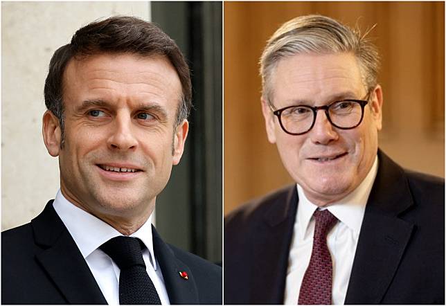 法國總統馬克宏(Emmanuel Macron)(左)和英國首相施凱爾(Keir Starmer)(右)。(AFP、英國首相府/央廣合成)