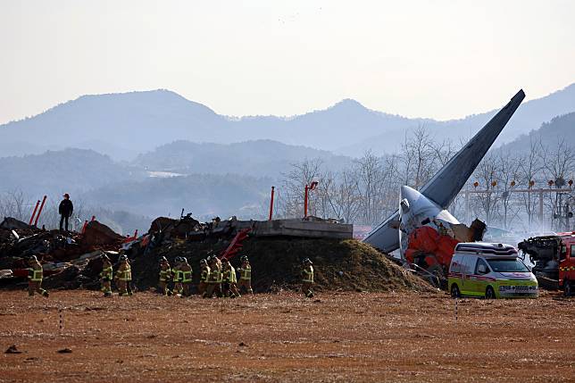 濟州航空墜毁現場。（圖／美聯社）