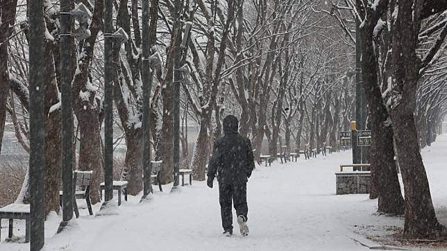 南韓首爾、仁川等地發布大雪注意警報。（圖／翻攝自韓聯社）