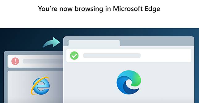 微軟的舊版IE瀏覽器即將在明年6月終止服務，全面由Microsoft Edge取代。   圖：擷取自Microsoft