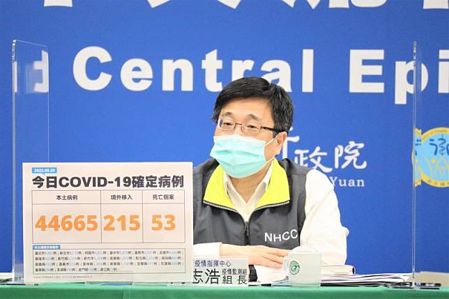 中央流行疫情指揮中心宣布，國內29日新增4萬4665例例新冠肺炎本土病例。（中央流行疫情指揮中心提供）