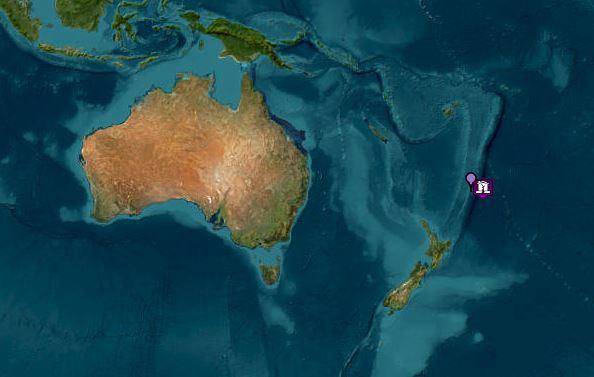 紐西蘭克馬得群島發生規模7地震，美國海嘯警報系統發布海嘯預警。翻攝tsunami.gov