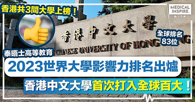 世界大學排名 │ 泰晤士2023世界大學影響力排名出爐、香港中文大學首次打入全球百大！