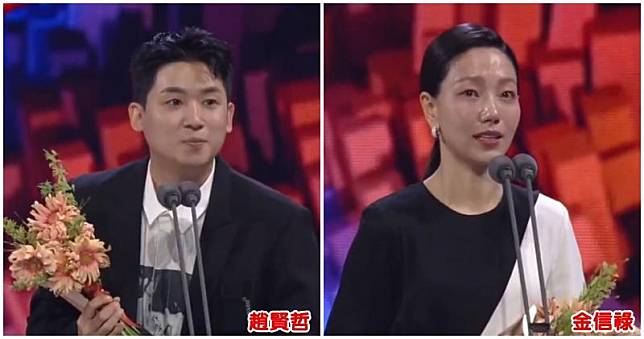 趙賢哲與金信祿分別奪得百想電視部門的最佳男女配角獎。（網上圖片）