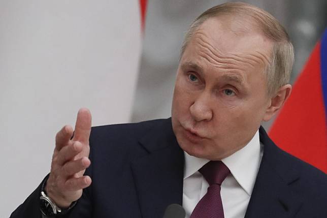 2022年2月1日，俄羅斯總統普京（Vladimir Putin）對烏克蘭局勢發表談話（AP）