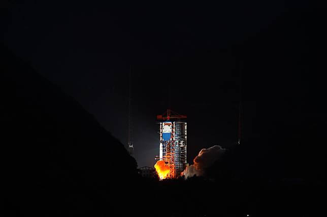A Long March-2C carrier rocket carrying 11 Geely-02 constellation satellites blasts off from the Xichang Satellite Launch Center in southwest China's Sichuan Province, Feb. 3, 2024. (Photo by Xiao Xinjiang/Xinhua)