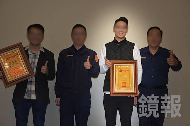 警政署長張榮興的兒子張邵棠(右二)曾受邀到警局演講。翻攝台中市第四分局