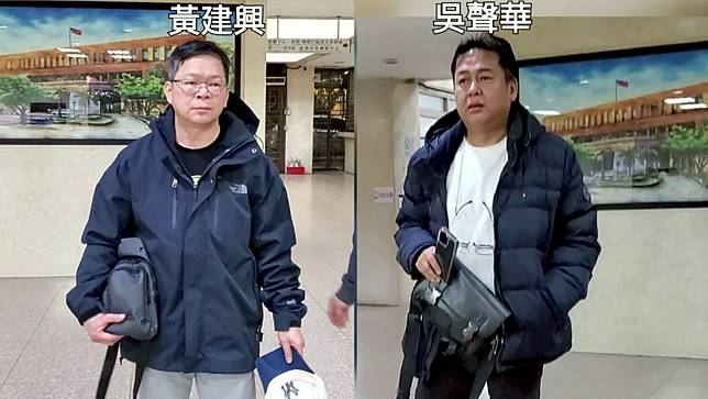 時任泰豐輪胎技術部經理黃建興(圖左)及公會理事長吳聲華(圖右)，因涉及內線交易移送北檢複訊。呂志明攝