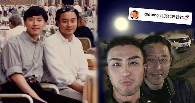 張國榮逝世17年，唐鶴德被指與一名上海富二代關係密切。（唐鶴德Instagram圖片 / 網上圖片 / 明報製圖）