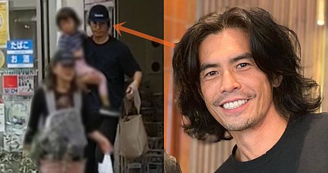 伊藤英明一家四口到便利店購物，其妻抱着初生女嬰，感覺相當幸福。（網上圖片）
