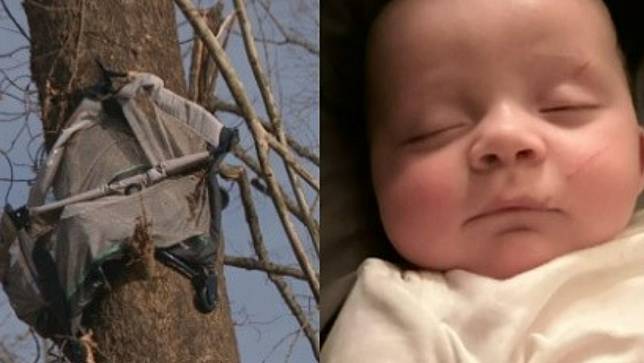 美國一名4個月大男嬰被龍捲風吸走幸運生還。翻攝WSMV