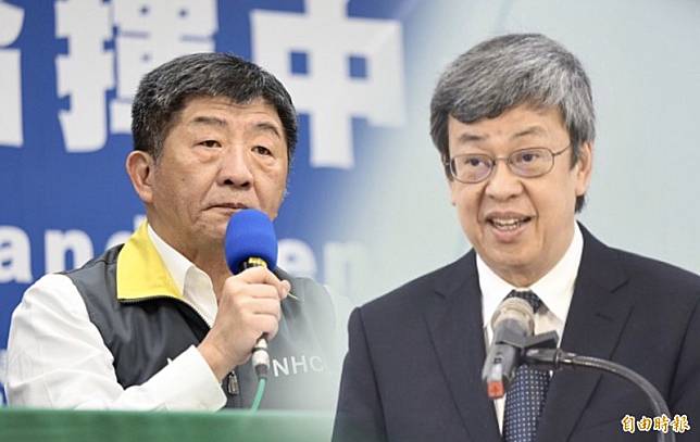 韓媒4日報導「保衛台灣的兩個男人」，分別是陳時中(左)與陳建仁(右)。(本報合成)