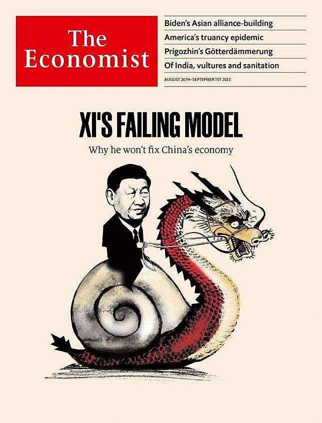 外媒將中國經濟面臨嚴重困境，歸咎於習近平獨裁專制。(圖取自經濟學人官網)