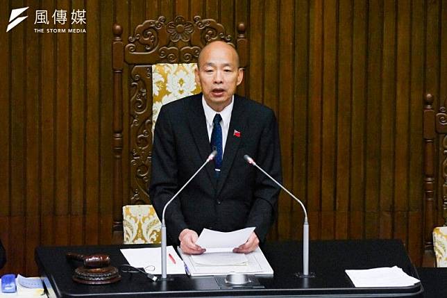 台灣民意基金會董事長游盈隆示警，民主基金會不是立法院長韓國瑜（見圖）該待的戰場。（資料照，蔡親傑攝）