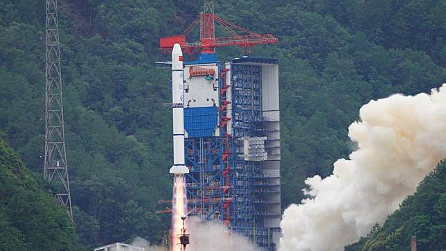 A Long March-2C rocket carrying an astronomical satellite, the Space-based Multi-band Variable Object Monitor (SVOM), blasts off from the Xichang Satellite Launch Center in southwest China's Sichuan Province on June 22, 2024. (Photo by Chen Haojie/Xinhua)