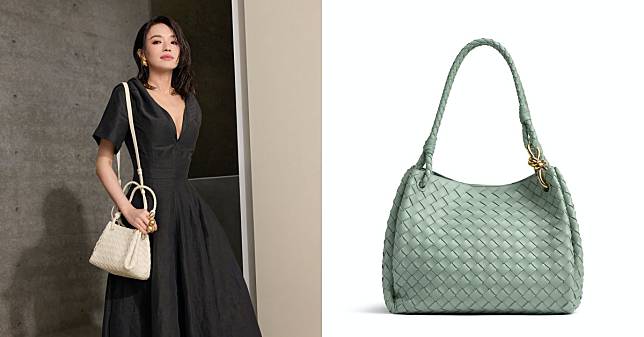 Bottega Veneta「新款編織包」再+1！舒淇搶先上身，鼠尾草綠、奶油白配色氣質100分！