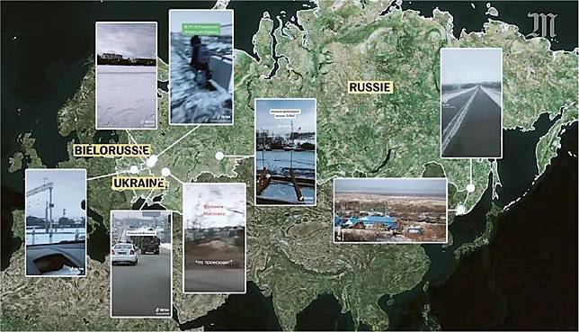 自去年俄羅斯調動大批軍備到烏克蘭邊境開始，不少當地人將俄軍調動的情景上載TikTok，有些傳媒會利用這些片段分析，追蹤俄軍的部署。（法國《世界報》影片截圖）