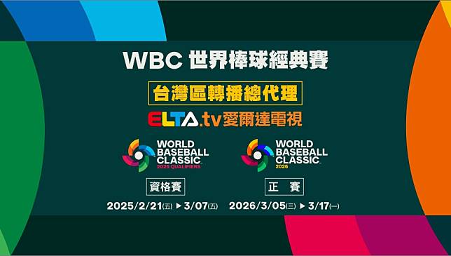 Wbc世界棒球經典賽資格賽確定由Elta.Tv愛爾達電視取得轉播權。官方提供