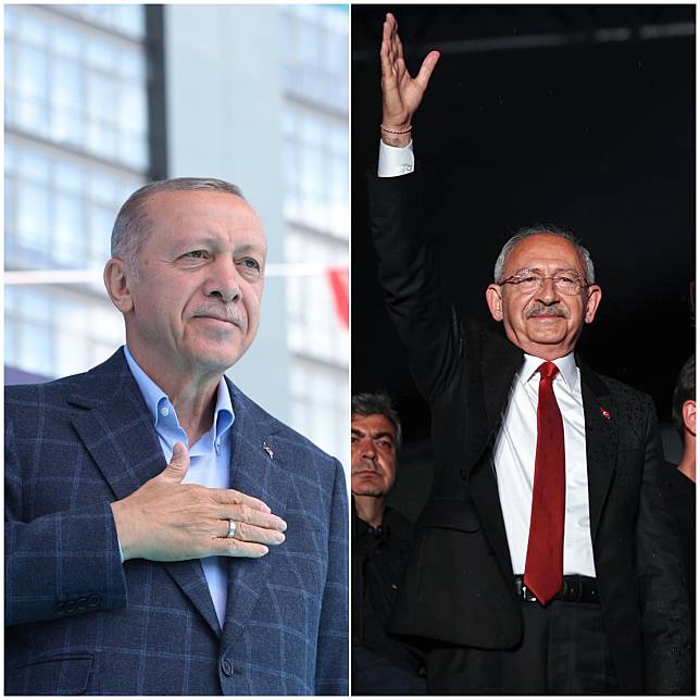 尋求連任的土耳其總統艾爾段(Tayyip Erdogan)(左)與主要對手基里達歐魯(Kemal Kilicdaroglu)(右)(FB/央廣合成)
