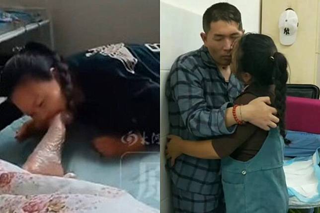 妻子宋美始終沒有放棄，7年來不離不棄照顧丈夫，甚至每天透過咬腳趾等方式刺激神經，最終迎來奇蹟。圖／翻攝自大眾網