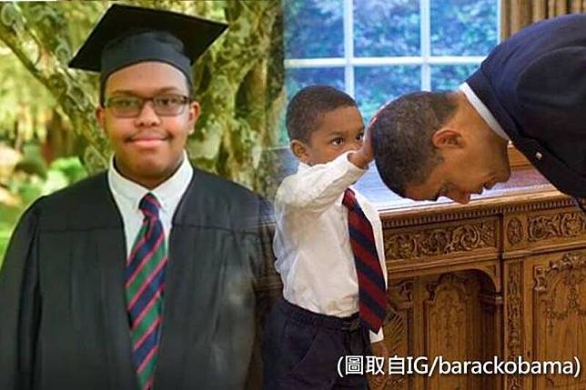13年前美國5歲男童雅各．費拉德菲亞(Jacob Philadelphia)在白宮，見到當時的總統歐巴馬，好奇地伸手摸摸總統頭髮的畫面，成為歐巴馬總統任內其中一張經典照。(圖取自IG/barackobama；本報合成)
