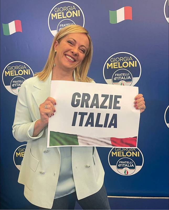 義大利總理梅洛尼（Giorgia Meloni）。 圖:翻攝自臉書giorgiameloni.paginaufficiale