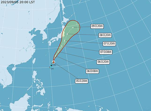 「鴛鴦」颱風生成，未來朝北北東移動。(氣象局提供)