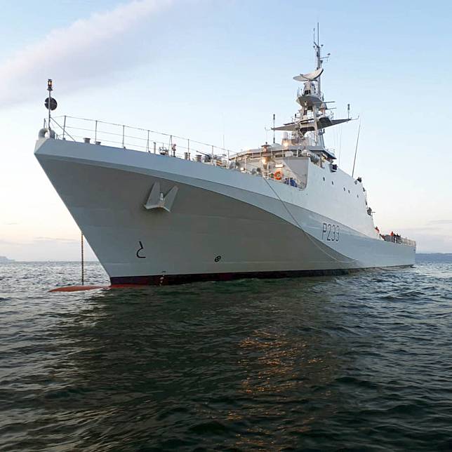 英國2,000 噸級巡邏艦添馬艦（HMS Tamar）。   圖：擷取自Royal Navy