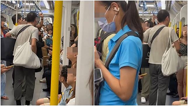 港鐵走音男怒斥港女在車廂內飲食，指她「一啲規矩都無」。(網片截圖)