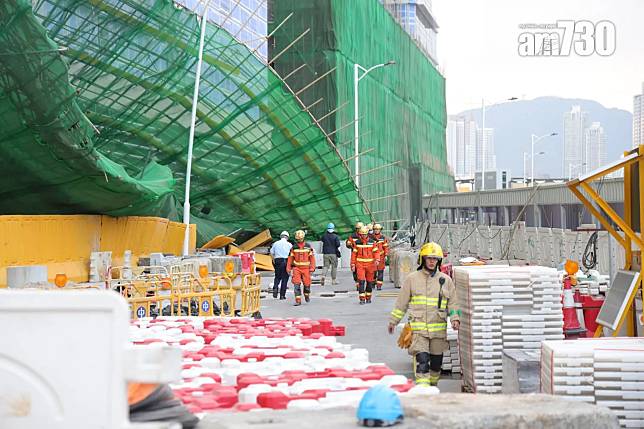 啟德醫院地盤發生棚架倒塌工業意外。(吳康琦攝)